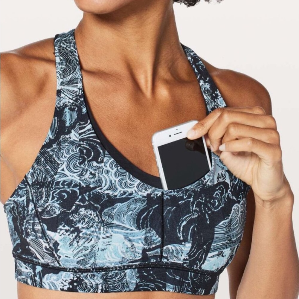 Lululemon Stash N’ Run Bra Eternal Wave Starlight Black / Black Size 6